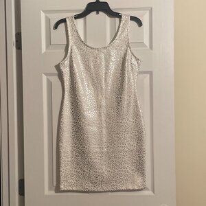 Little Silver/White Dress, Size L Fits Like 6/8, Charlotte Russe, Dressy-Casual